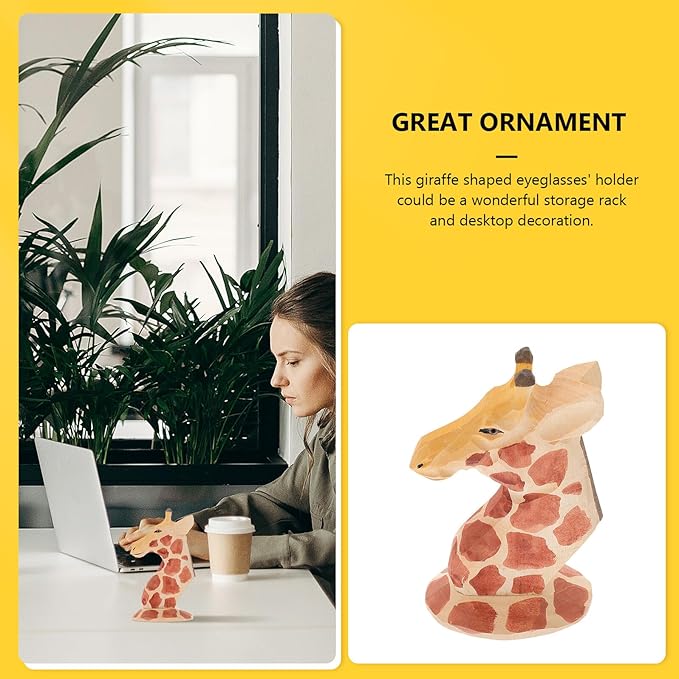 TIDTALEO Giraffe Design Eyewear Display Rack Wooden Eyeglasses Holder Desktop Sunglasses Stand Home Decor Organizer for Glasses Storage