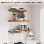 Floating Shelf, Set of 2 Wall Shelf, 36 in W x 12.75 in D x 2 in H Wooden Floating Wall Shelf with Invisible Brackets for Living Room/Bedroom/Bathroom/Kitchen Storage and Decor, Rustic Brown