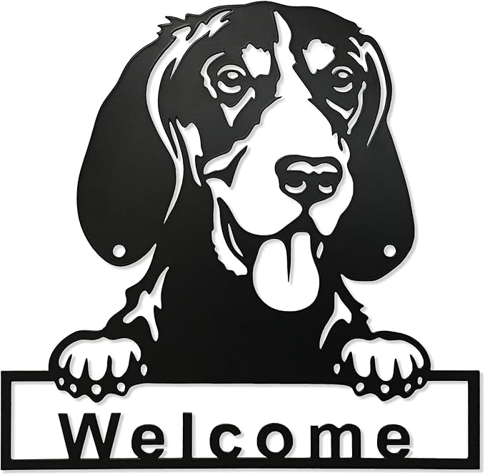 LACEEZEN Metal Dog Wall Art Home Decor Minimalist Hanging Appearance Dog Black Wall Sculptures Room & Living Room Front Entry Door Wall Garden Balcony 9.8"x 9.8"