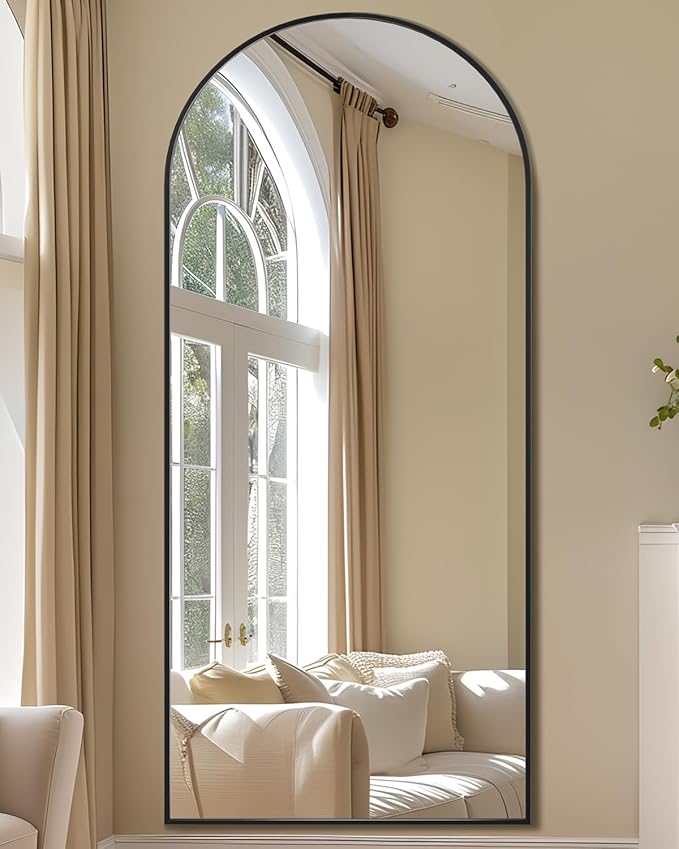 Suidia Arched Full Length Mirror, 76"x34" Floor Mirror Freestanding, Floor Standing Full Body Mirror with Stand for Bedroom, Hanging Leaning Mounted for Living Room Cloakroom, Black
