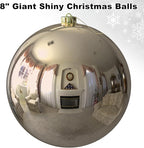 Champagne Gold 8.0" Extra Large Christmas Ornaments - Christmas Tree Decoration Balls Shatterproof Hanging Shiny Balls for Birthday Holiday Wedding Decorations Set of 2pcs