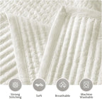 KASENTEX Twin Quilt Set 68"x86" – Soft Washed 3-Layer Lightweight Bedspread, Minimalist Nordic Design, All-Season Spring & Summer Quilt Set (1 Quilt + 2 Pillow Shams),Cream White