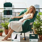 Lazy Chair for Living Room, Large Dark Green Lounge Accent Chair with a Throw Pillow, Leisure Sofa Chair Set, Comfy Reading Chair for Bedroom, Dorm Room, Office