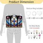Cross Stained Glass Lamp Shade with Acrylic Bead Droplets, Drum Fabric Light Shade for Ceiling Pendant Table & Floor Lamps, Religious Christian Jesus Prayer Gift, 11.8in