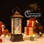 Christmas Snow Globe Lantern Crystal Glitter Lantern Features 8 Songs and 6-Hour Timer Function Ideal for Holiday Decorations and Gifts USB and Battery-Powered Snow Globe (Snowman Families)