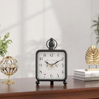 Vintage Black Table Clock on Stand, Desk and Shelf Decor Clock, French Rustic Style Mantel Clocks for Farmhouse, Living Room, Bedroom, Bedside, Gift (8.5" H x 5.5" W)