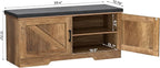 2-Tier Storage Bench, 39.4" Wide Shoe Bench with Padded Seat Cushion, Entryway Bench with 2 Barn Doors and Adjustable Shelf, Rustic Walnut