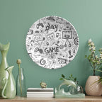 10 Inch Decorative Plate, Video Games Dinner Plate, Monochrome Sketch Style Gaming Design Print Ornament Display Plate for Fine Dining, Upscale Events, Dinner Parties, Weddings, Catering Christmas