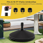 Giantex Fillable Umbrella Base - 55 lbs HDPE Patio Umbrella Stand, Water or Sand Filled, Shell Texture, 3 Hole Rings, Portable Pole Holder for Outdoor Poolside Deck Garden Beach, Round