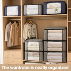 Large Storage Bags,Clothes Storage Bins Foldable Closet Organizers Storage Containers with Durable Handles Thick Fabric for Blanket Comforter Clothing Bedding (grey, 60L (3Pick)