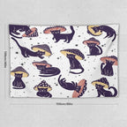 VUMIVI Funny Cat Mushroom Tapestry Retro 70s Hippie Style Cute Black Kitten Star Aesthetic Art Print Tapestry Wall Hanging for Living Room Bedroom Dorm Classroom Aesthetic Decor W60xL40in