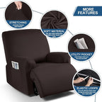 TAOCOCO Oversized Recliner Chair Covers 4-Pieces, Stretch Recliner Cover for Large Recliner Washable Reclining Chair Cover Polyester Soft Fabric Furniture Protector (Oversized Recliner, Coffee)