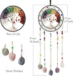 Crystal Tree of Life Dream Catchers with Stone Pendant Colorful Dream Catcher Wall Decor Handmade Dreamcatcher Wall Hanging Ornament for Bedroom Living Room Home Decor