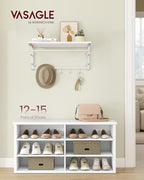 VASAGLE Shoe Bench, Storage Bench, 6 Compartments, Adjustable Shelves, for Living Room, Entryway, Dorm, 11.6 x 39.4 x 19.7 Inches, Cloud White ULSB036W01