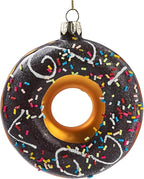Hanging Ornaments for Christmas Tree 2025 - Chocolate Frosted Donut 3D Glass Blown Tree Decorations, Mini Food Funny Snacks Small Rare Christmas Decor for Xmas Tree Home Outdoor Centerpiece