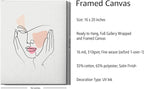 Aesthetic Face Wrapped Canvas Wall Art Hands on Cheeks Continuous Line Drawing Abstract Pink 16x20 Inch Gallery Stretched Modern Home Art Decor