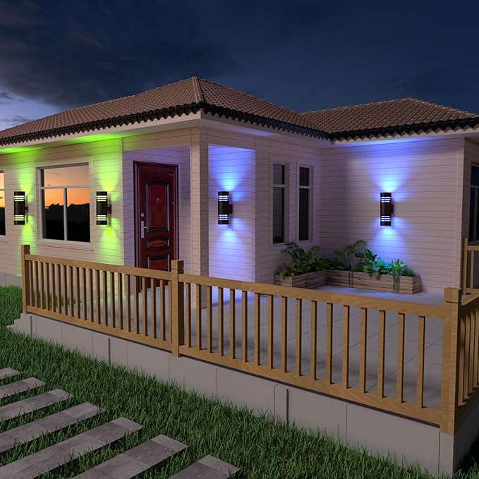 Smart WiFi Outdoor Wall Lights Exterior 2 Pack, Up and Down Porch Lights Ambience Color Changing, Bronze Cylinder RGBCW LED Outdoor Wall Lamp for House Garage Porch, Outside Exterior Lights ETL Listed