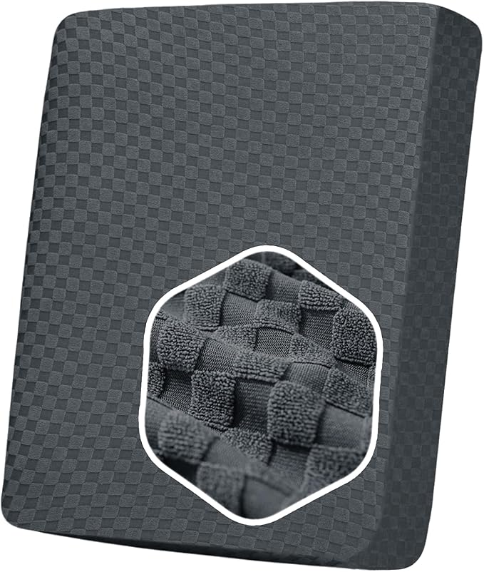 YEMYHOM Stretch Individual Cushion Covers Sofa Chair Seat Cushion Slipcovers Soft Couch Cover Replacement Large Checkered Furniture Protector with Elastic Bottom (1 Pc Cushion Cover, Dark Gray)