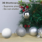 White & Silver 1.6" Small Christmas Balls Christmas Tree Decoration Ornaments Shatterproof Hanging Balls for Birthday Halloween Holiday Wedding Decorations Set of 36pcs