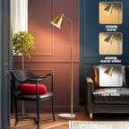 High-end Gold Brass Floor Lamp Bright 12W LED Light, Adjustable in Three Colors and Height, Electroplated Iron Lamp Post,Exquisite Craftsmanship,Standing Lamp for Living Room Bedroom Office Reading
