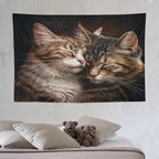 VUMIVI Cat Tapestry Adorable Animals Two Kittens Snuggling Together Vintage Print Realistic Design Tapestry Wall Hanging for Living Room Bedroom Dorm Classroom Aesthetic Decor W90xL60in