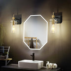 SOLFART 1 Light Vintage Vanity Light Bathroom Light Fixture Over Mirror for Bath Glass Shade Wall Light Black and Brass Lighting Fixture