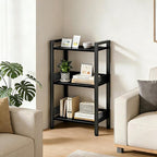 3-Tier Book Shelf, Bookcase with a Back Panel, Storage Shelves for Bedroom, Living Room & Home Storage (Black)