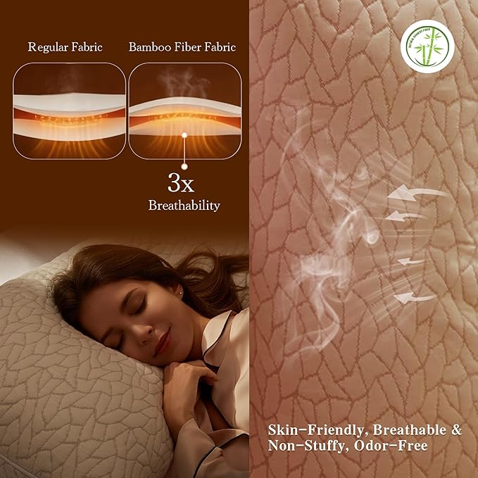 Memory Foam Pillows for Sleeping Adjustable Breathable Bed Pillow for Side, Back, and Stomach Sleepers Washable Pillow Cover Cloud Nest Queen Size 18X28IN