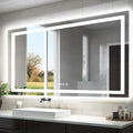 55"x30" LED Bathroom Mirrors for Wall, Front and Backlit Mirror, Anti-Fog Vanity Mirror with Lights, Stepless 3 Colors Dimmable Lighted Mirror(Horizontal/Vertical)