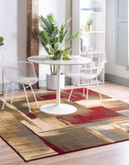 Unique Loom Barista Collection Area Rug - Timor (10' Square, Multi/Red)