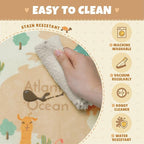 Large Kids Rugs for Classroom - 6x9 Kids Room Rug with Animal & Educational World Map Play Mat - Washable, Non-Slip, Stain Resistant, Soft & Safe for Child, Playroom Essentials - Soft Beige