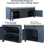 HOMEFORT 41.3" Shoe Bench with Lift Top Storage, Entryway Bench with Cushioned Seat, Wooden End of Bed Bench, Shoe Cabinet Bench with Hidden Storage Space, for Bedroom, Hallway,Blue