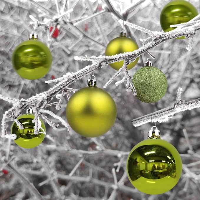 Lime Green 3.2" Large Christmas Balls - Christmas Tree Decoration Ornaments Shatterproof Hanging Balls for Birthday Halloween Holiday Wedding Decorations Set of 18pcs