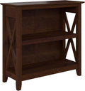 Bush Home Key West Small 2 Shelf Bookcase in Bing Cherry, Compact Home Organizer, Vertical Storage Solution, Bookshelf for Office or Living Room