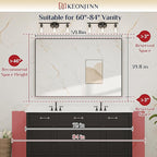 Keonjinn Black Mirror for Bathroom 60 x 40 Inch, Rectangular Matte Black Large Wall Vanity Mirrors, Metal Framed Rectangle Farmhouse Mirror, Modern Square Corner Framed Mirrors(Horizontal/Vertical)