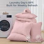 HEVUMYI Dusty Pink King Comforter Set - 7-Piece All Season Bed in a Bag King, Ultra Soft Bedding Set with Comforter, Flat Sheet, Fitted Sheet, Pillowcases, Pillow Shams