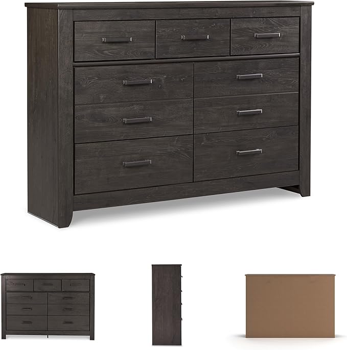 Signature Design by Ashley Brinxton Urban Contemporary 7 Drawer Dresser, Charcoal