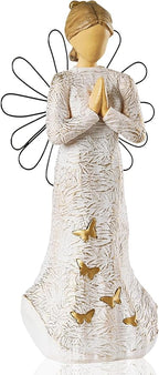 Sympathy Angel Figurines for Loss of Loved Ones Angel Statues Home Decor Serenity Prayer Gifts for Women Resin Sculpted Hand-Painted Figure Bereavement Gift Praying Hands Statue