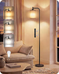 Dimmable Floor Lamp for Living Room with Remote and Foot Switch, Modern Standing, Corner Lamp,10W Bulb 3 Color Temperatures, for Bedroom, Office, Corner, ETL Listed, Black and Beige E19LD05