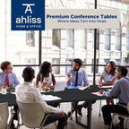 Sturdy Conference Table with Cable Management Grommets Modern Rectangle Office Meeting Table with Wood Tabletop and Metal Frame & Legs- Easy Assembly Boardroom Table (Black, 12 Foot)