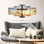 Elephant Stock Holy Cross Wall Art Multi Piece Canvas - 5 Panel Christian Pictures Decor - Digital Design Canvas Print - Christian Wall Decor - 42" X 19"