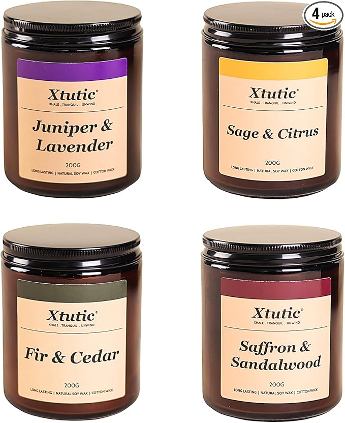 Brown Soy Wax Candle Gift Set - 28oz Large Jar,200-Hour Burn Time,Home Fragrance for Relaxation, Meditation,Gifts for Women, Housewarming, Home Decor
