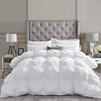 Luxurious Goose Down Feather Fiber Comforter Duvet Insert, Exquisite Pinch Pleat Design, Oversize California King/Cal King White 108 x 98, 100% Egyptian Cotton, 75 oz. Fill Weight, White