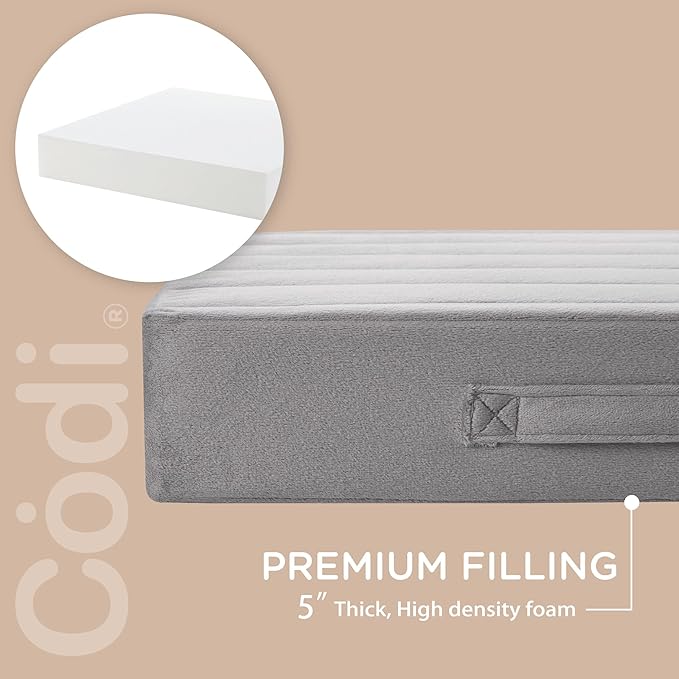 Codi Thick Replacement Couch Cushions 2 Sets, Upholstery Foam with Washable Covers for Sofa Cushion Chair Meditation - 24 × 24 × 5 Inch, High Density Foam, Grey