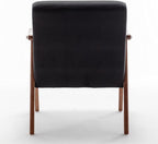 Accent Chair with Microfiber Upholstery and Solid Wood Frame, Classic Mid-Century Modern Living Room Furniture for Extra Seating, Black