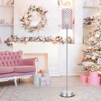 GyroVu Crystal Floor Lamp for Bedroom, Living Room Pink Floor Lamps Modern Tall Lamp with On/Off Foot Switch Glam Standing Light for Girls Bedroom Minimalism Pole Corner Lamp for Office Dorm Hotel