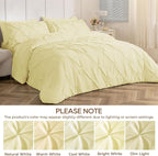 Sasttie King Size Comforter Set, 7-Piece Bed in a Bag, Pintuck Bedding Set for All Season, Includes Comforter, Flat Sheet, Fitted Sheet, Pillowcases and Pillowshams, Cream Yellow