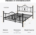 SHA CERLIN Full Size Bed Frame with Headboard,Metal Bed Frame with Butterfly Pattern Design Headboard & Footboard,No Box Spring Needed,Easy Assembly,Black