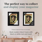 Creative Picture Frames 10.75 x 13.5 Magazine Frame with Full-Strength Glass, Holds Up To A 1/4" Thick Media with Installed Hangers for Easy Mounting, 12x15 Black Frame with Black Mat