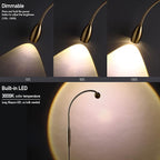 O’Bright Ray – Adjustable LED Beam Floor Lamp, Dimmable and Zoomable Spotlight, Flexible Gooseneck, Reading/Crafting Standing Lamp, Work Table Light, Antique Brass
